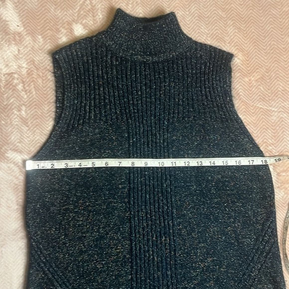 Navy knit turtleneck sleeveless sweater dress with rainbow speckles sz Large - Picture 4 of 9